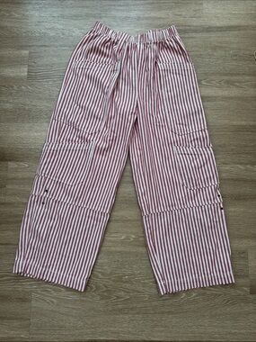 BDG Red and White Striped Wide-Leg Pants